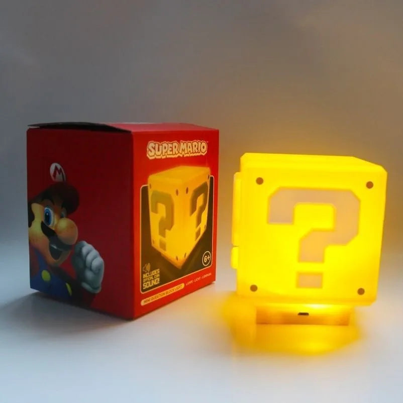 10Cm Super Mario Bros Figure LED Question Mark Brick Night Light USB Charging Anime Desk Lamp Statue Decorative Light Kids Gifts